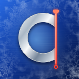 Cold Editor's icon: a chrome C on frosted sapphire steel, cut by a coral playhead.